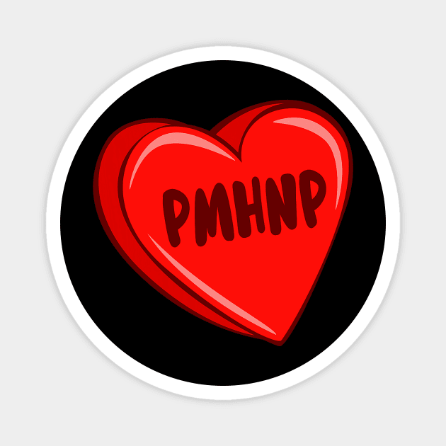 PMHNP Nurse For Valentines Day Nurse Heart Nursing Scrub Top Magnet by Neldy